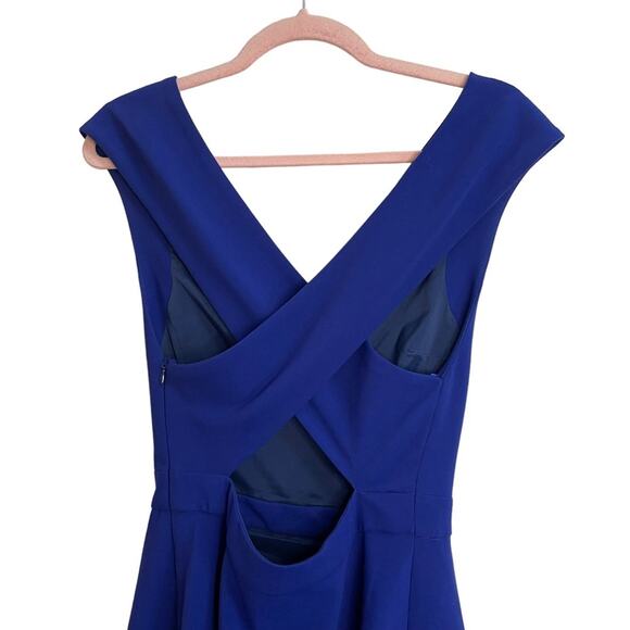 BA&SH Royal Blue Pleated Cross Back Sleeveless Dress - Picture 7 of 8